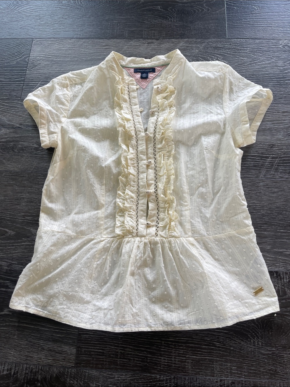 Tommy Hilfiger Cream Ruffle Peplum Blouse